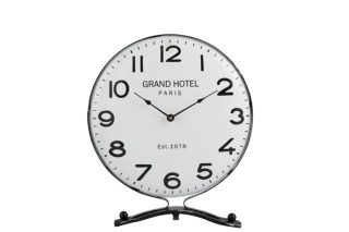 CLOCK ON FOOT METAL WHITE