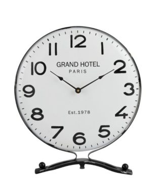 CLOCK ON FOOT METAL WHITE