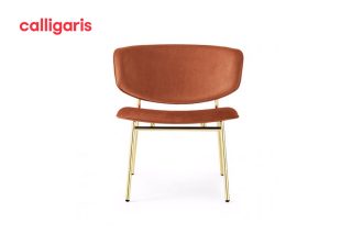 Armchair Fifties chân kim loại da đơn giản nhưng không kém phần hiện đại