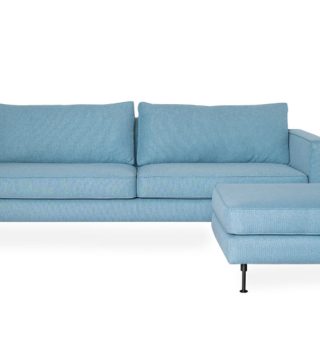 Bolero blue fabric sofa + pedestal