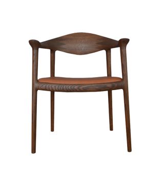 Ghế ăn có tay Bridge gỗ sồi, bọc da R1 màu cognac