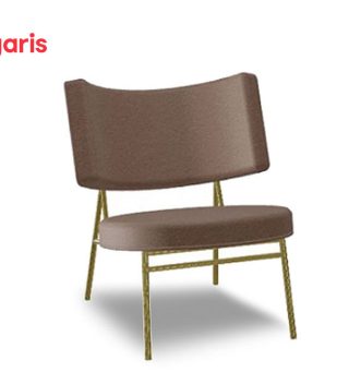Armchair Coco khung kim loại bọc da cao cấp màu nâu hiện đại thanh lịch