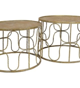 Bộ 2 Bàn Nước Kim Loại Màu Gold