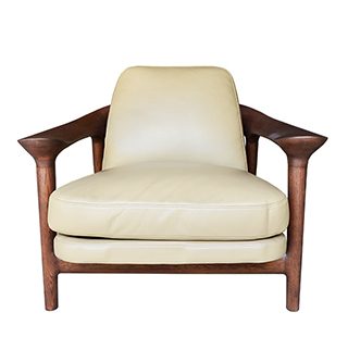Armchair Bridge màu đen chân và tay vịn gỗ hiện đại