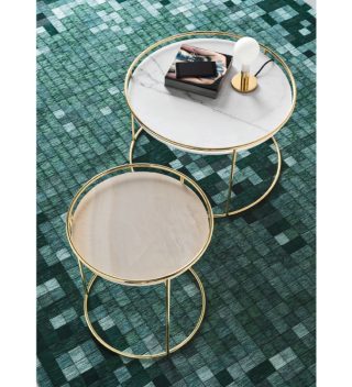 Bàn bên atollo màu trắng chân tròn tính tế thanh lịch