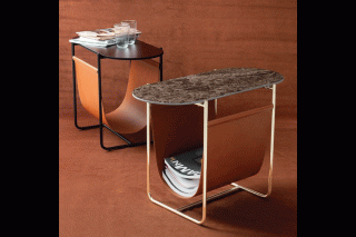 Bàn bên Magazine có kệ đựng sách bằng da kiểu dnags hiện đại