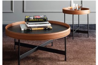 Bàn nước Erena màu đen bọc da ngoiaf độc đáo hiện đại