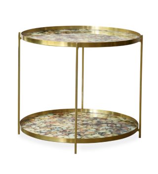 Bàn bên 2 tầng Enamel màu đồng sang trọng