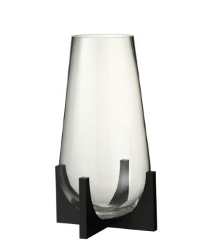 Vase Conical On Base Glass/Metal