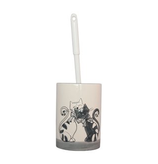 Brush holder deco couple cats