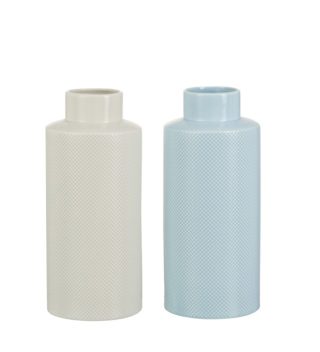 VASE CYL PORC BEI/BLU
