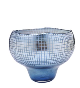 Vase Grid Luster Blue 28cm