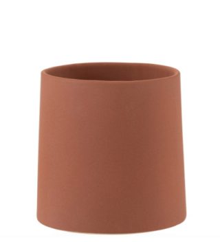 Flowerpot Rough Round Ceramic Orange/Red Large