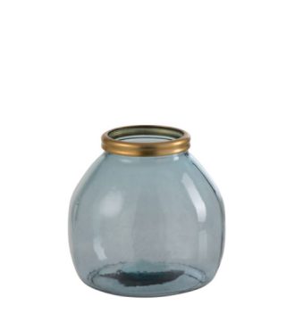 Vase Lena Glass Blue/Gold Small