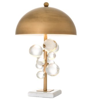 Table Lamp Floral Brass W Shade
