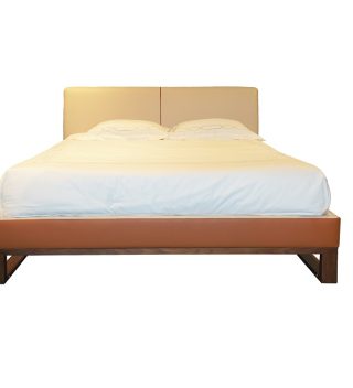 Giường Milia bọc da màu nâu sang trọng hiện đại