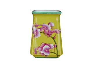 Green jar with orchid nuggets