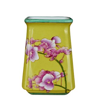 Green jar with orchid nuggets