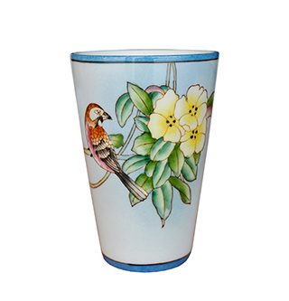 Light green cup with yellow flowers