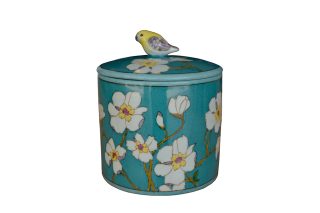 Hủ có nắp hoa chùm trắng