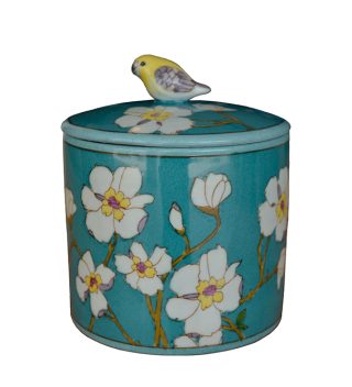 Hủ có nắp hoa chùm trắng