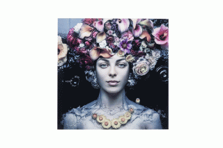 Picture Glass Flower Art Lady