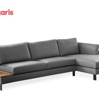 Sofa góc meridien da taupe màu xám với thiết kế hiện đại tiện nghi