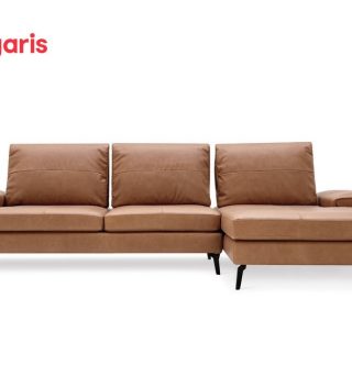 Sofa landa góc bọc da màu nâu sang trọng thanh lịch
