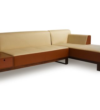 Sofa góc trái Milia khung gỗ đệm bọc da sang trọng hiện đại