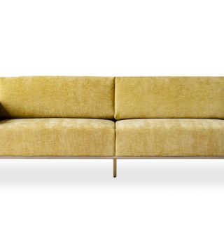 Sofa Maxine 3 chỗ hiện đại Mushroom bọc vải màu vàng nhạt tươi mới cho căn phòng