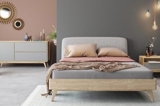 Giường ngủ Miami khung gỗ bọc vải dolce chất liệu cao cấp hiện đại