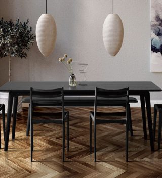Bàn ghế ăn Elegance màu đen quý phái sang trọng