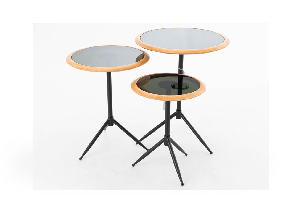 Bàn bên tròn mặt kính hiện đại