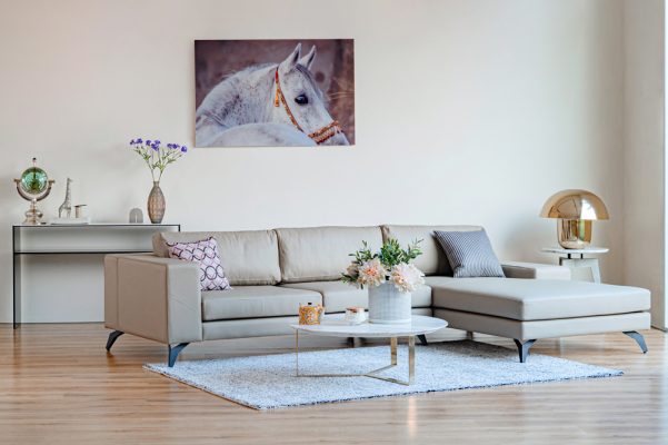 Sofa góc da xám opal cao cấp