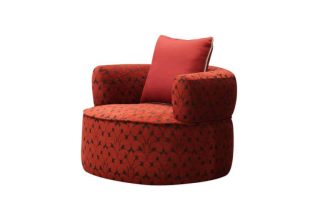Armchair xoay Jadora cam đỏ họa tiết tặng kèm gối