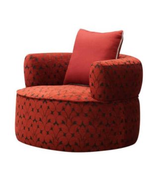 Armchair xoay Jadora cam đỏ họa tiết tặng kèm gối
