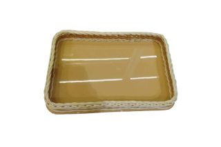 Khay mây vàng phối viền 30x45x6