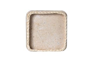 Khay mây vân đá nâu phối viền 35x35x6