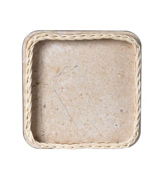Khay mây vân đá nâu phối viền 35x35x6