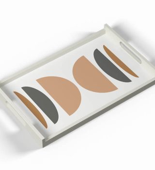 Khay SM có tay HT trắng cam 25x40