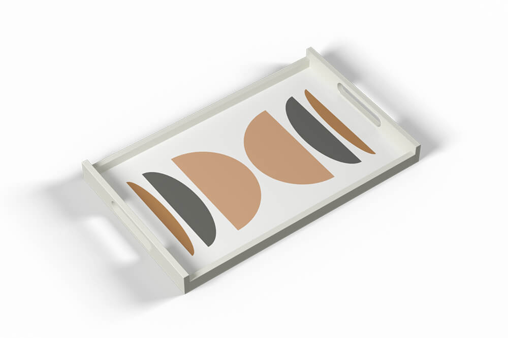 Khay SM có tay HT trắng cam 25x40