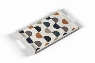 Khay SM có tay HT trắng cam đen 25x40