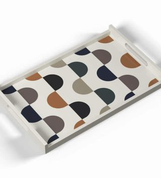 Khay SM có tay HT trắng cam đen 25x40