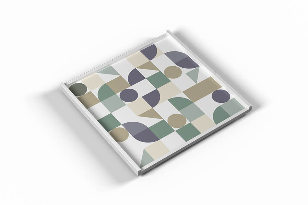 Khay SM HT trắng xanh 35x35