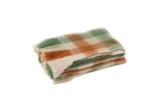 Khăn Kẻ Caro Tua Rua Màu Trắng/Xanh Lá/Nâu