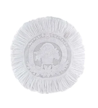 Gối Dentelle Tròn Thêu Trắng