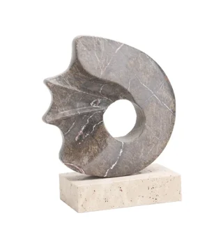 Tượng Trang Trí Geometric Brown Beige Marble